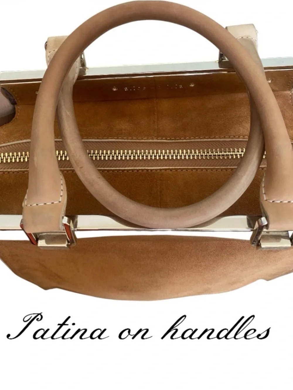 Alice + Olivia Athena brown suede satchel